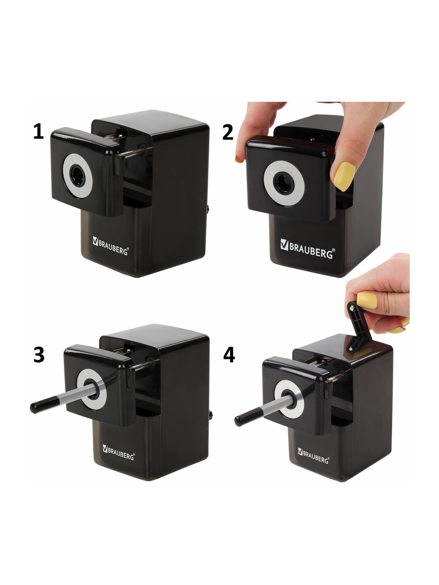 Точилка Brauberg механическая с контейнером - фото 16