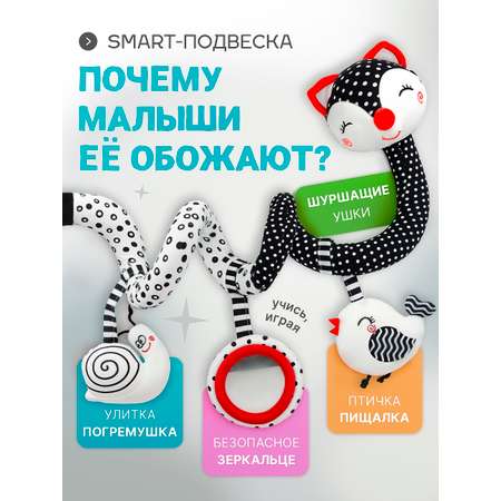 Спираль-растяжка на кроватку SHARKTOYS цвет черно-белый