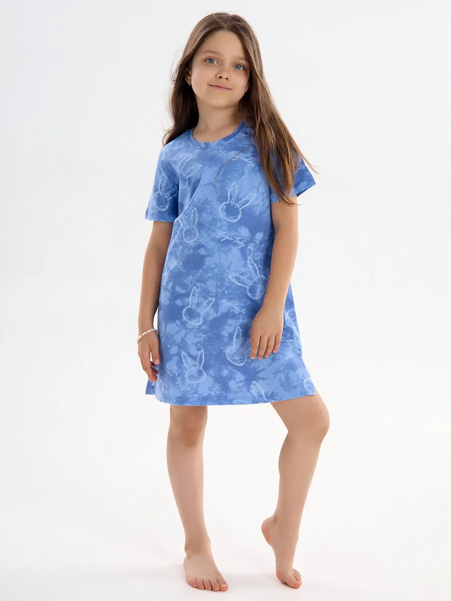 Сорочка ночная YAXX 001--Туника зайка/синий (К) - фото 1