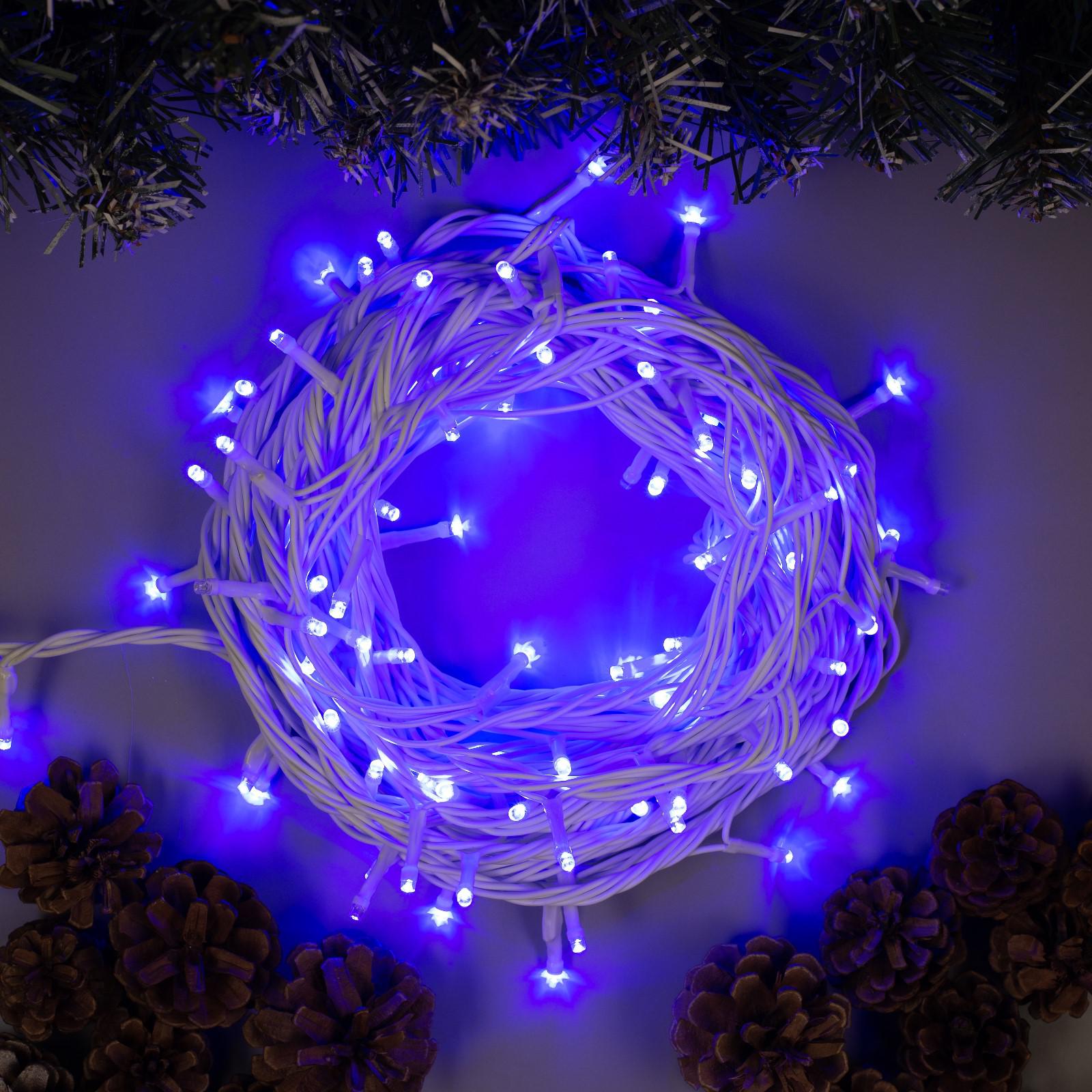 Гирлянда Luazon «Нить» 10 м IP44 УМС белая нить 100 LED свечение синее 220 В - фото 1