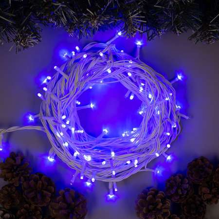 Гирлянда Luazon «Нить» 10 м IP44 УМС белая нить 100 LED свечение синее 220 В