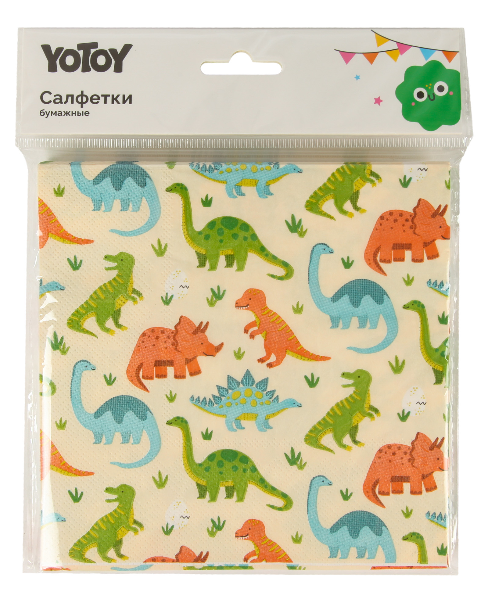 Салфетки Yotoy Динозавры 16шт 3 слоя 33*33см - фото 5