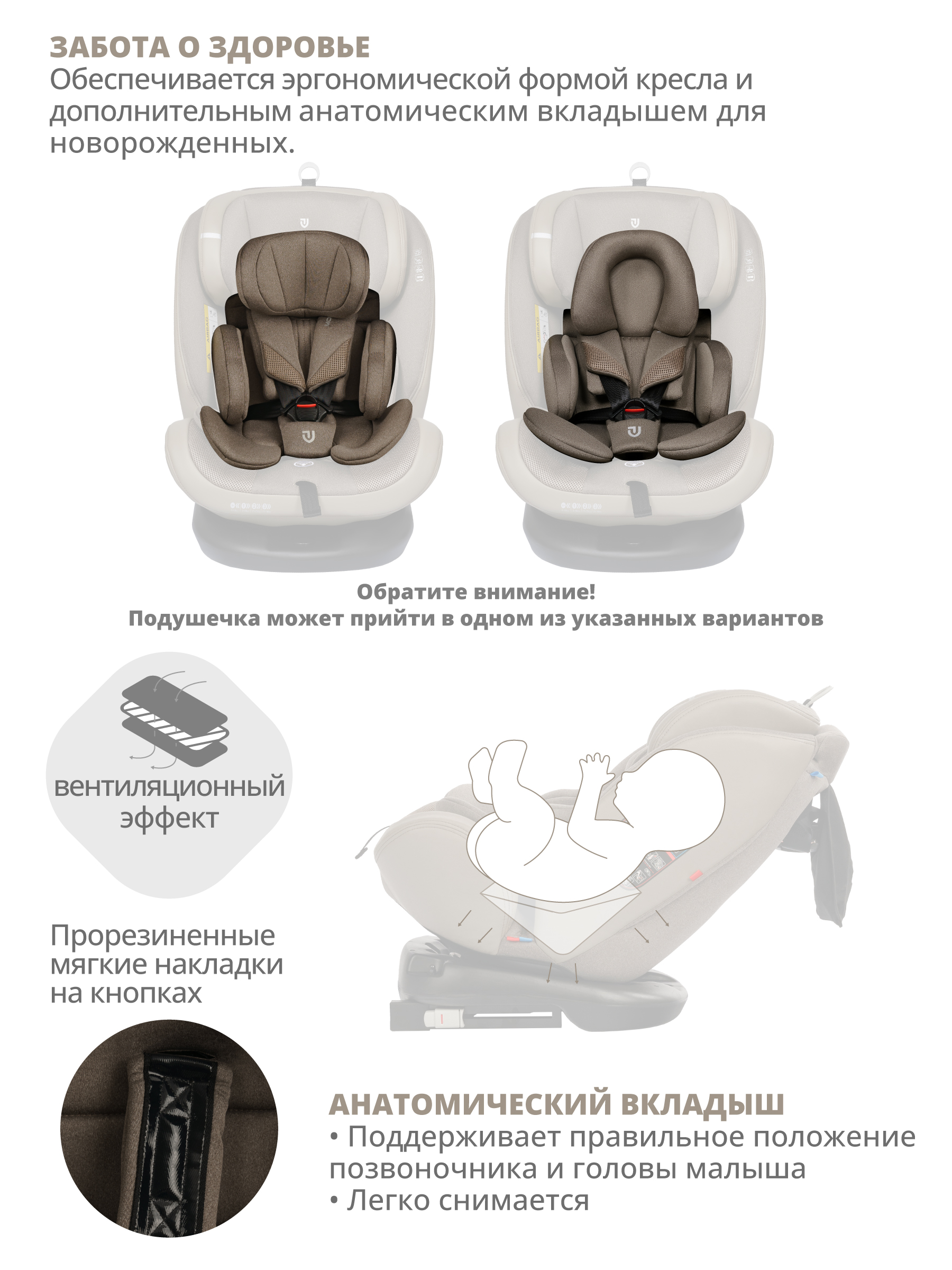 Автокресло JOVOLA MOON Isofix 0+/1/2/3 (0-36 кг) бежевый - фото 4