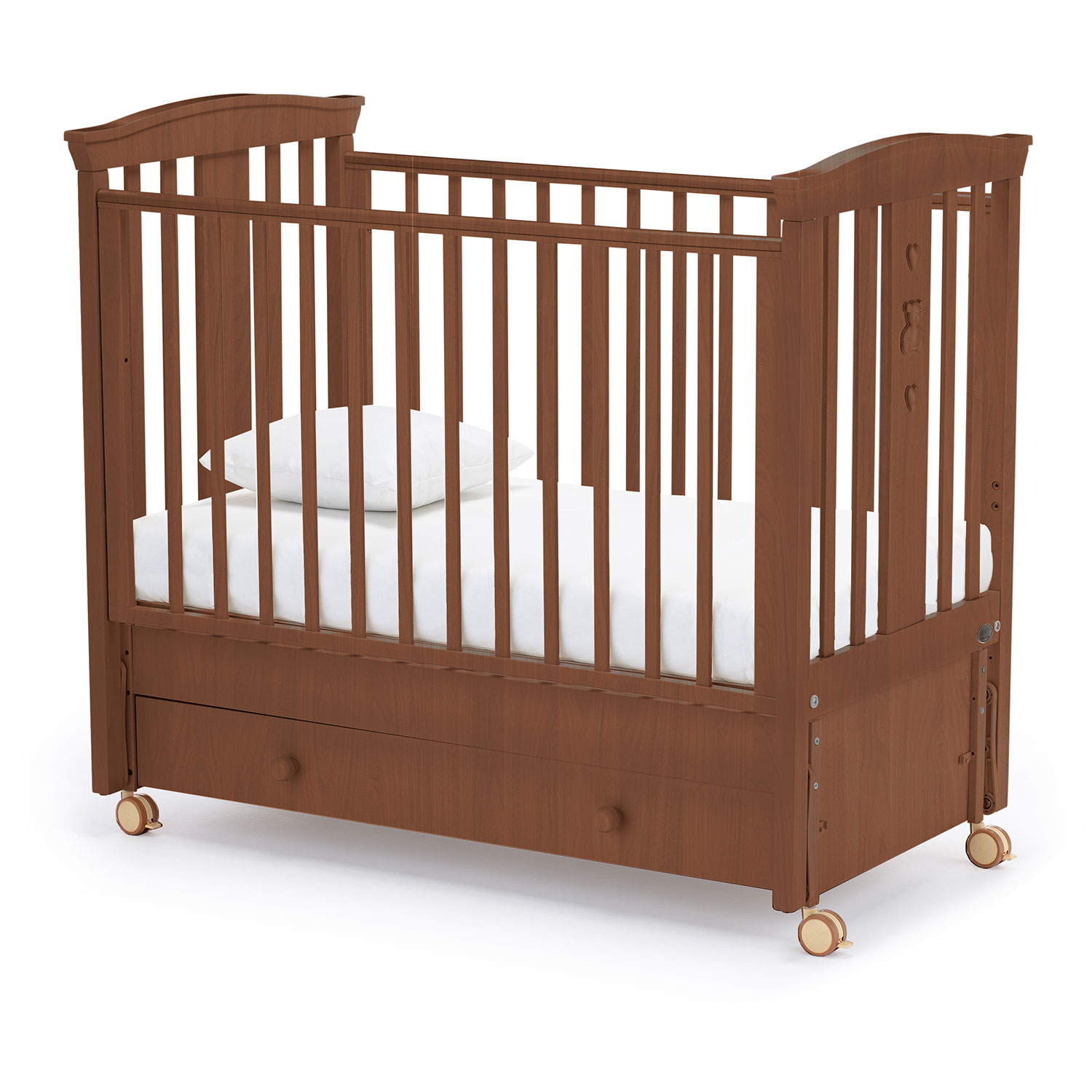 Детская кроватка Nuovita, продольный маятник (темный орех) - фото 11