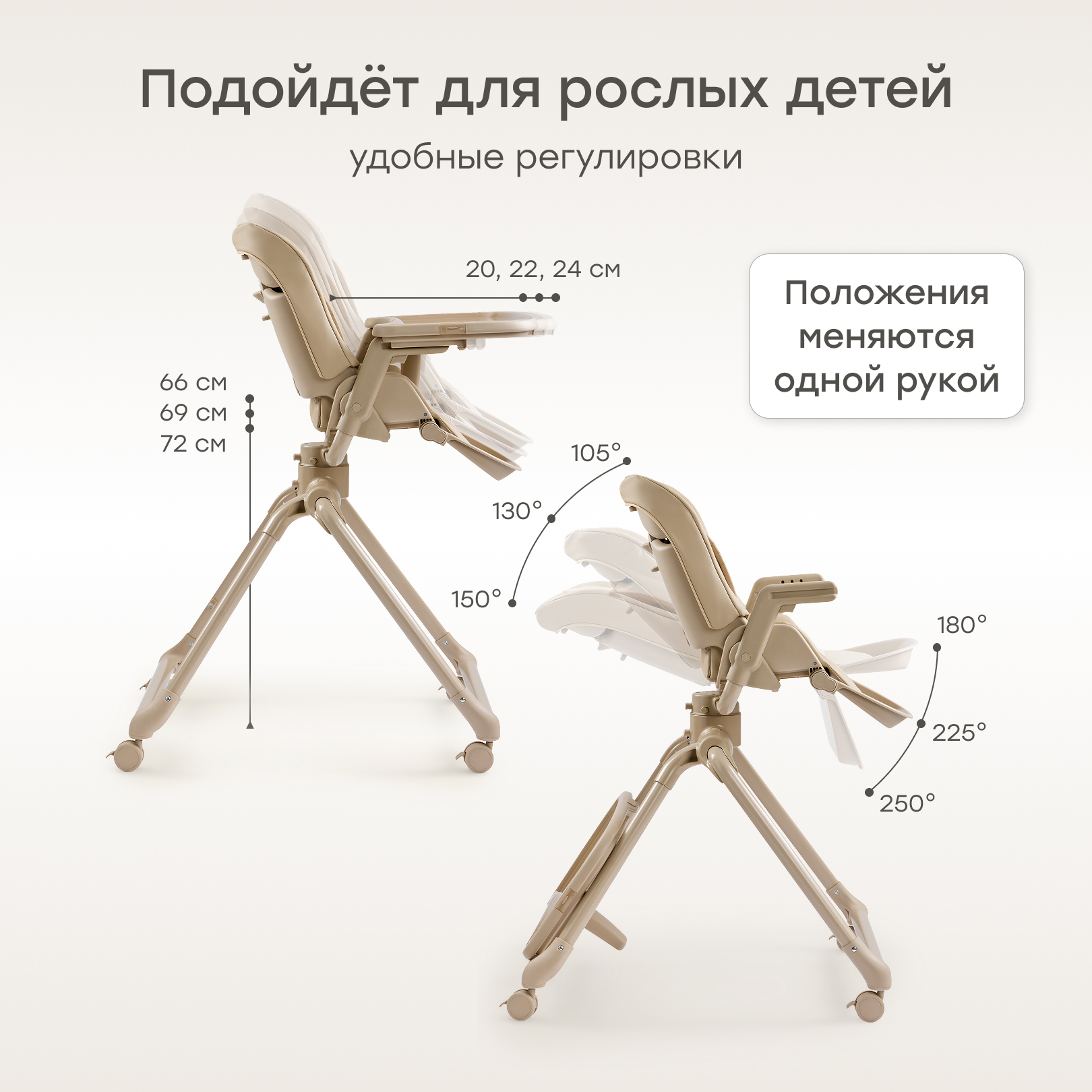 Стульчик для кормления Happy Baby ROMEO бежевый - фото 8