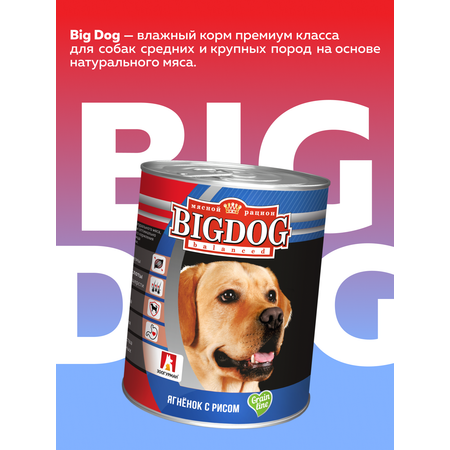 Корм влажный Зоогурман Big Dog Ягненок с рисом, 850 г х 6 шт.