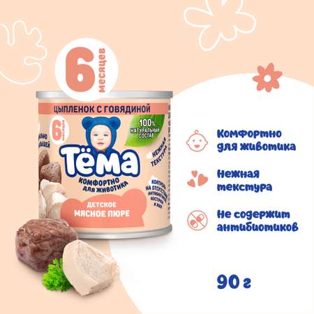 Пюре Тёма Цыпленок-говядина с 6 мес 90 г