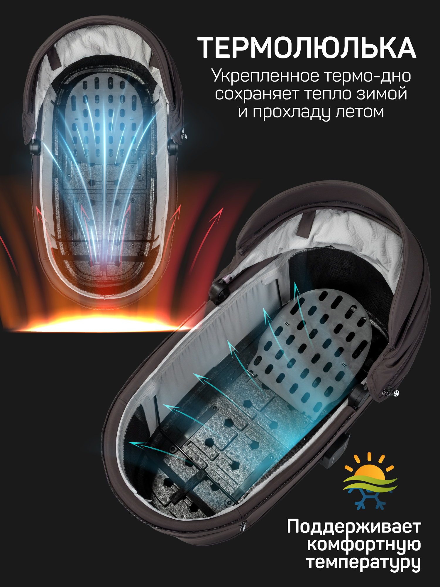 Коляска 2в1 Amarobaby Phenom коричневый - фото 2