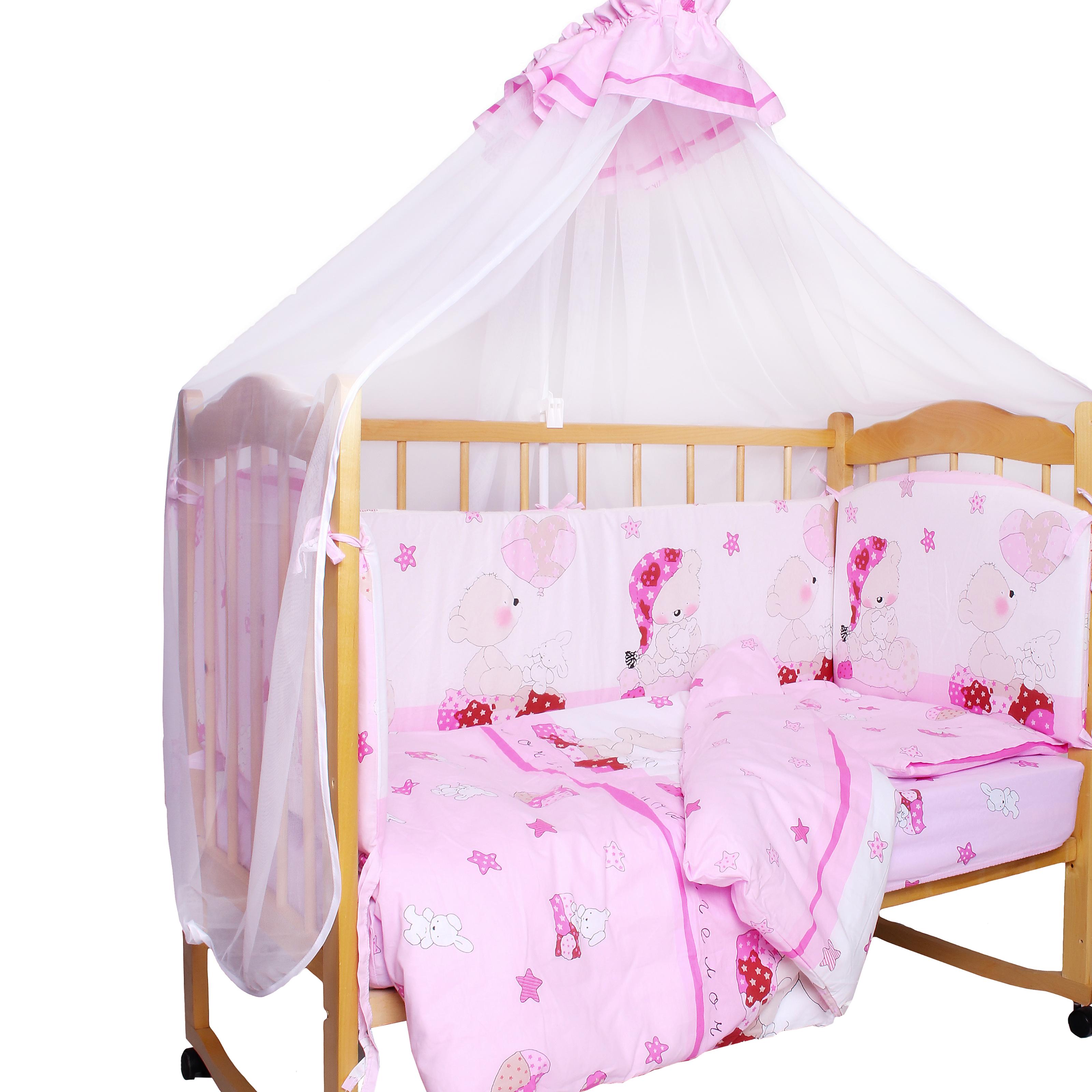 Комплект постельного белья Amarobaby Сонный медвежонок 7предметов Розовый - фото 6