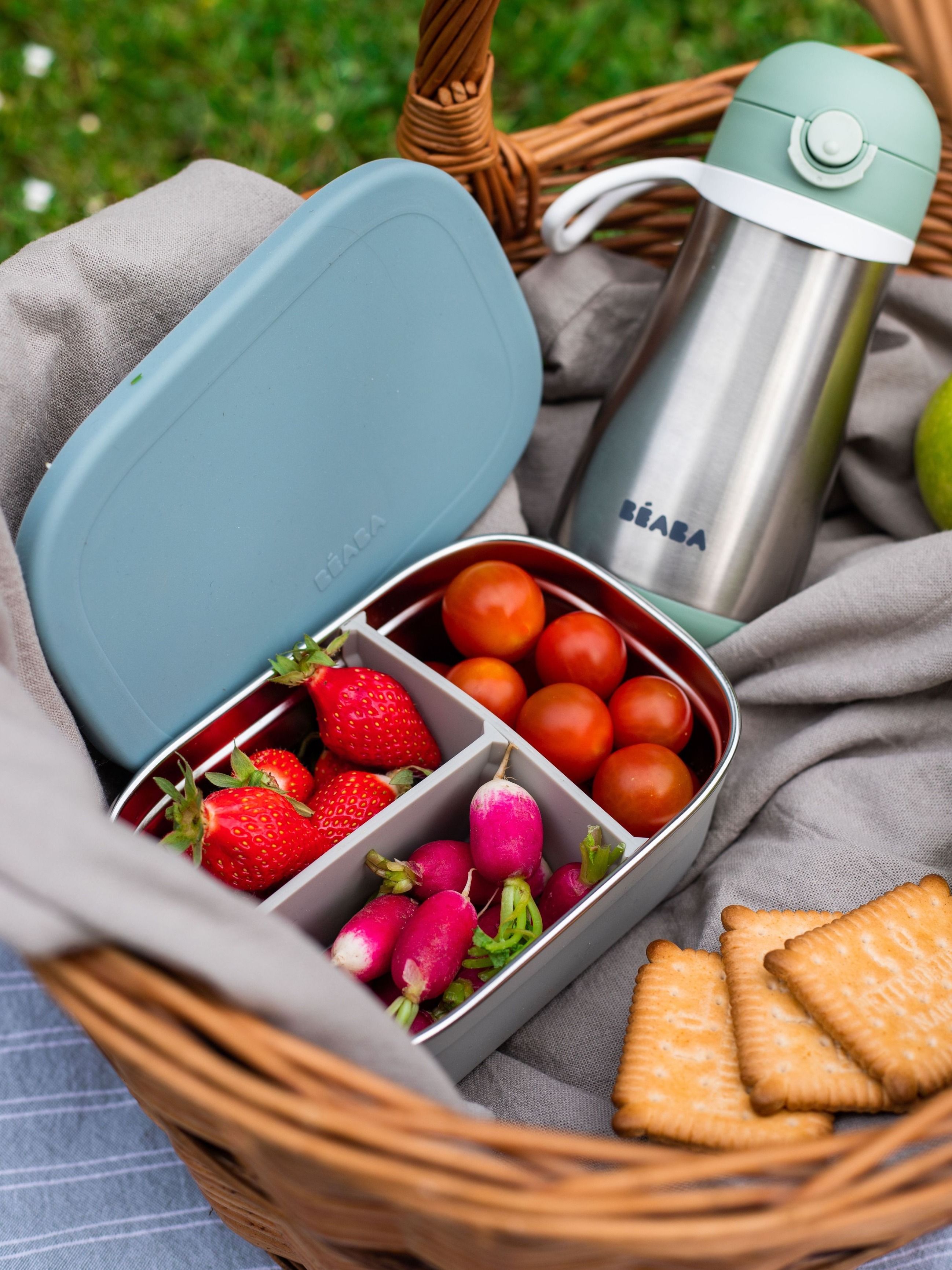 Ланч-бокс для еды детский BEABA 750 мл из нержавеющей стали и силикона голубой - фото 7