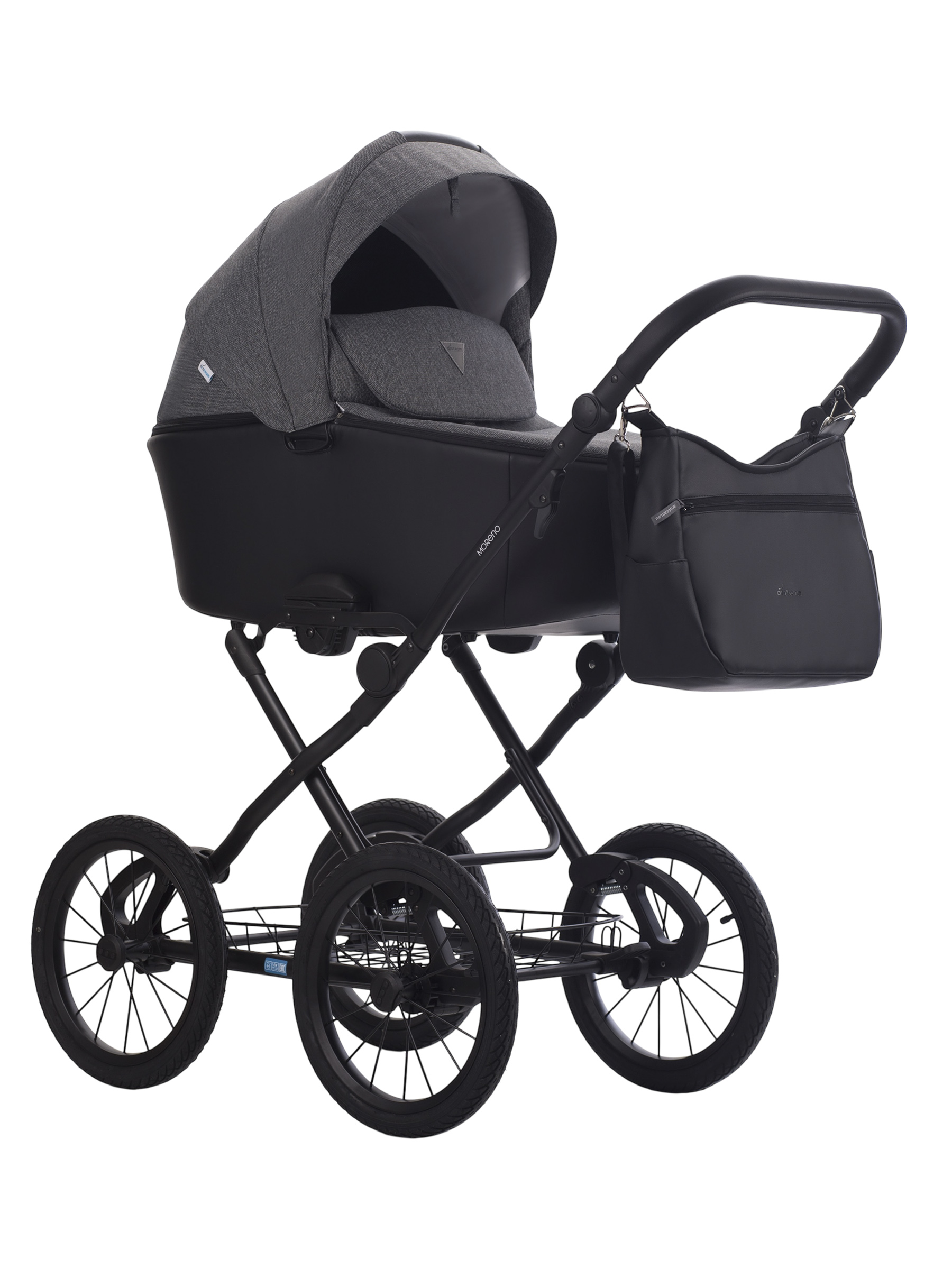 Коляска 2в1 Aroteam Moreno SL New 05 черная кожа - фото 1