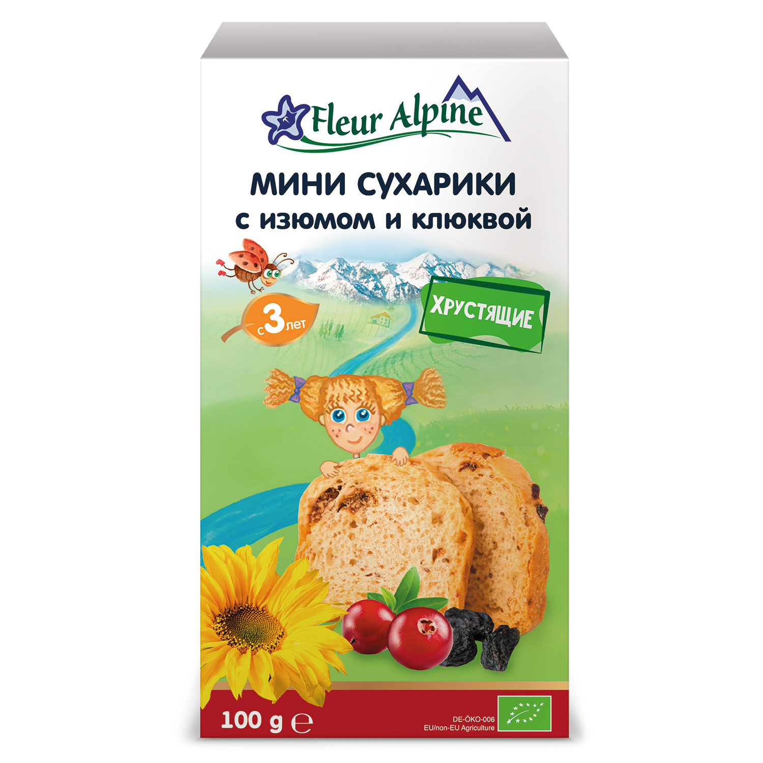 Сухарики Fleur Alpine Органик мини изюм-клюква 100г с 3лет - фото 1