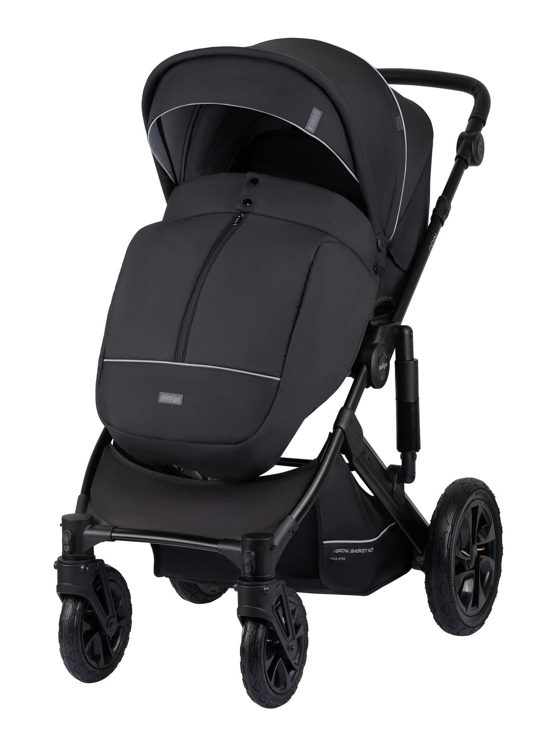 Коляска 2в1 Indigo Coin черный - фото 3