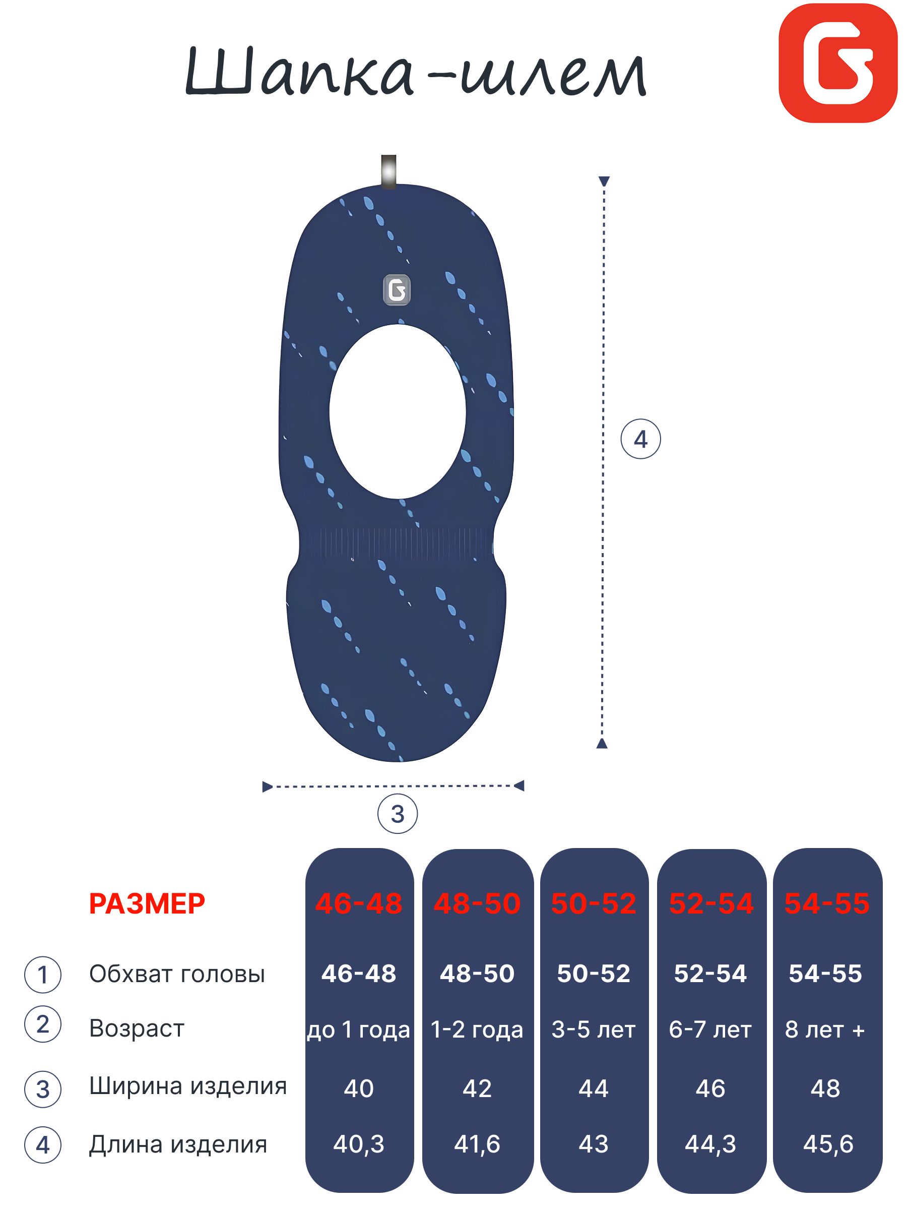 Шапка-шлем GUSTI GW24AC1173B-NAVY - фото 5