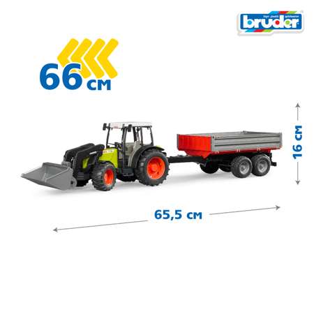 Трактор Bruder Claas с погрузчиком и прицепом 1:16
