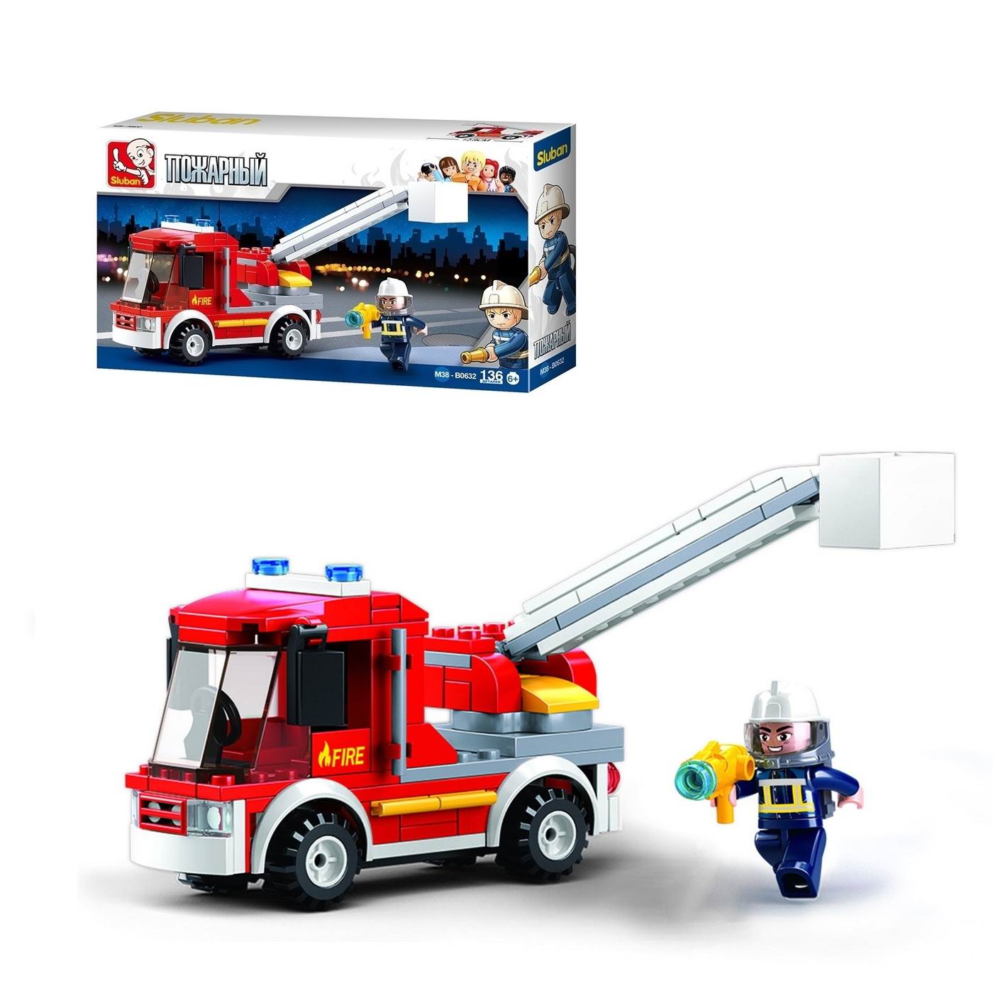 Конструктор SLUBAN Пожарная машина сборная игровая модель - фото 2