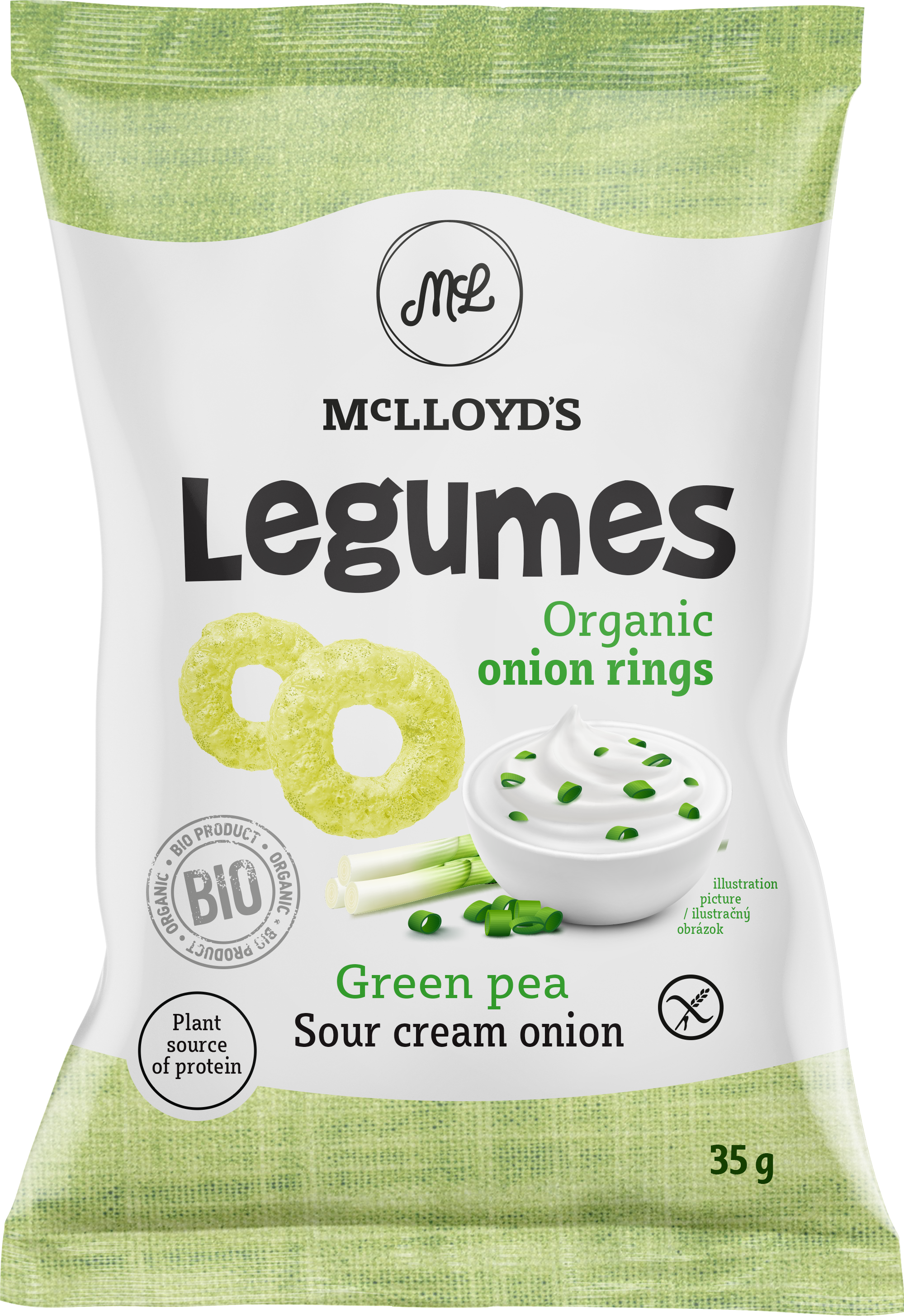 Снек Biologic.tv из зеленого гороха и кукурузы со вкусом сметаны и лука Legumes - фото 1