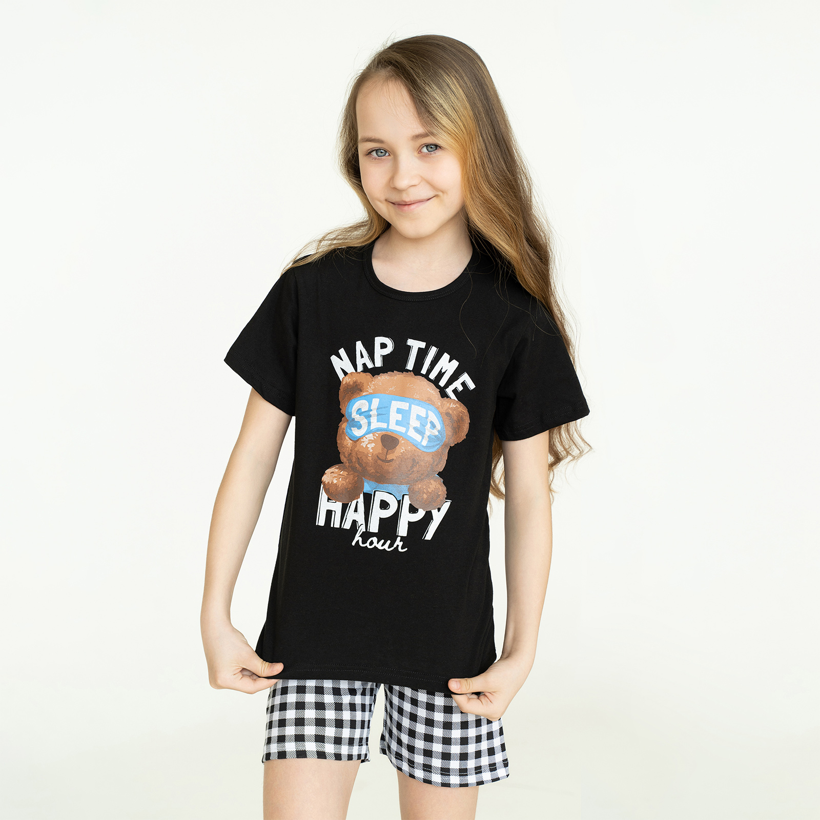 Пижама Утенок 826п черный клетка спящий мишка - фото 12