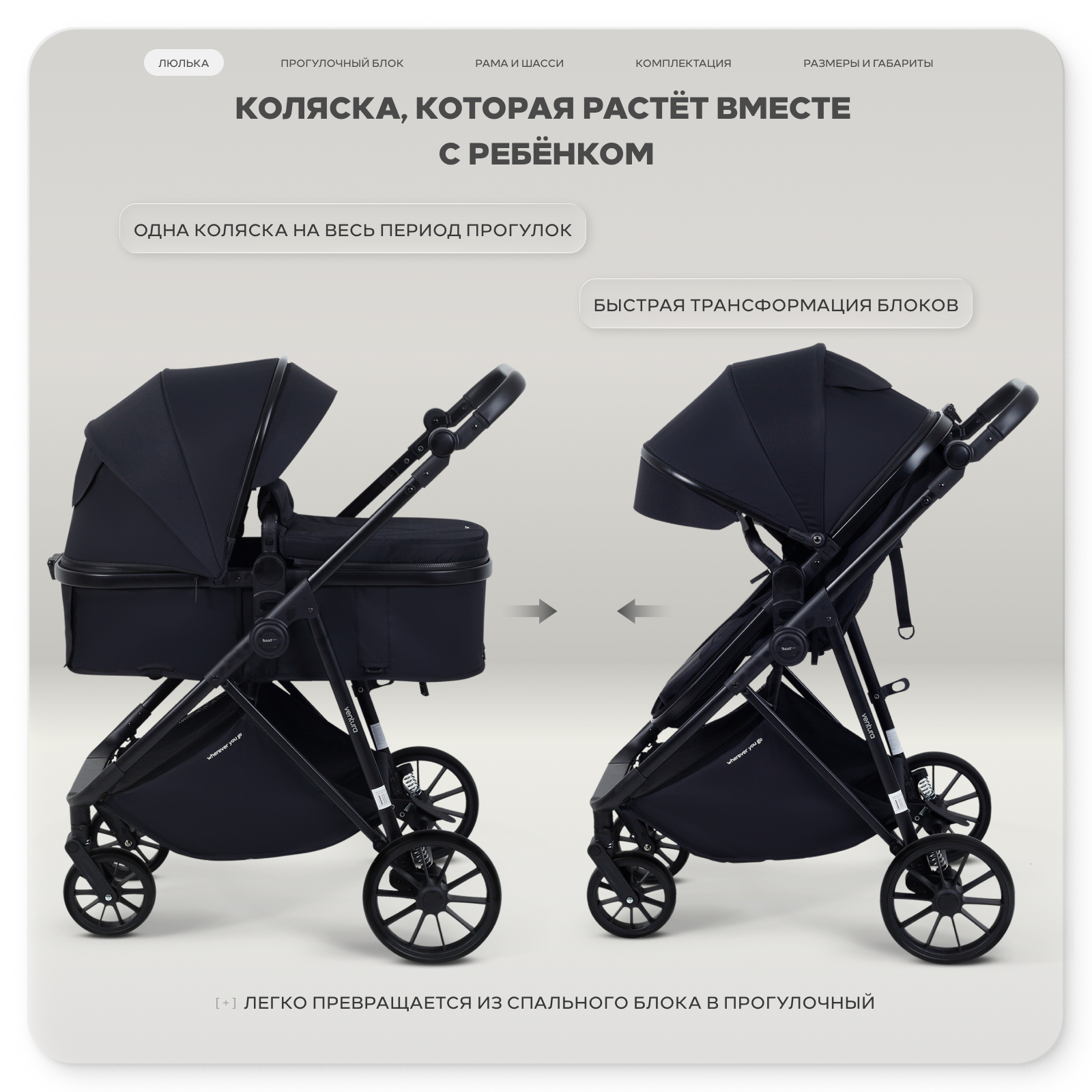 Коляска трансформер Rant Basic Ventura черный - фото 7
