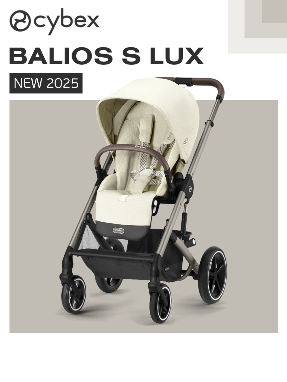 Изображение товара Коляска прогулочная Cybex Balios S Lux 2025 бежевый с высокой амортизацией