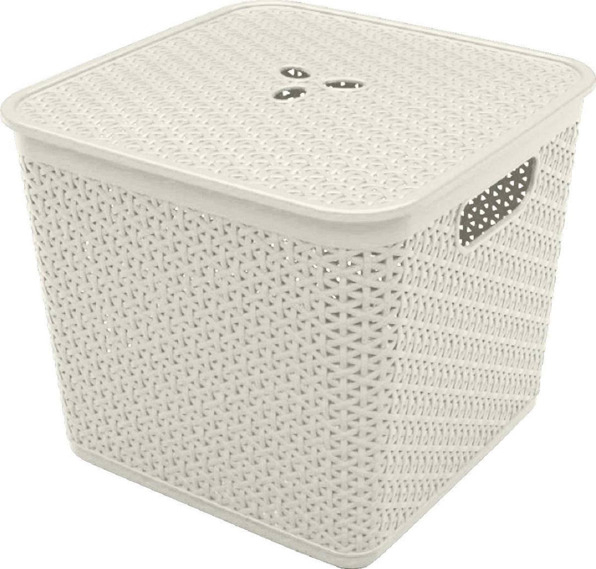 Корзина для хранения Keeplex Rattan с крышкой 21л Белая KL130511048 - фото 1