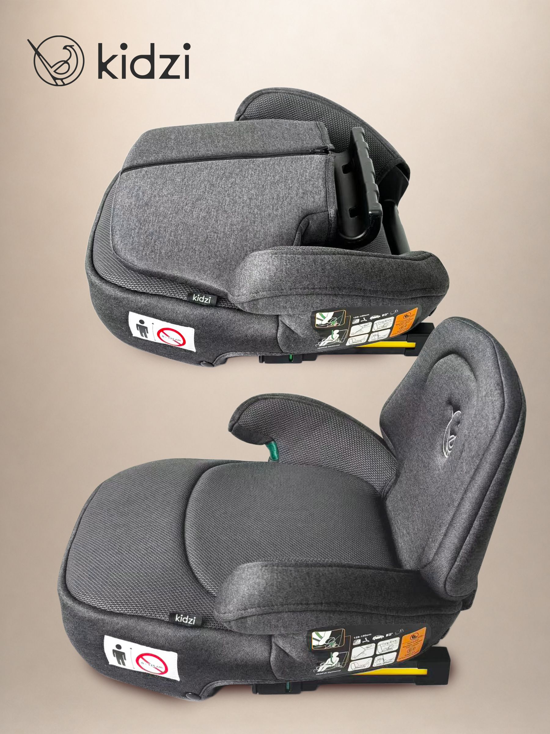 Автокресло Kidzi Bro i-SIZE со спинкой Isofix 3 (22-36 кг) серый - фото 15