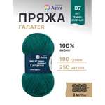Пряжа Astra Premium Галатея акриловая 100 г 250 м 07 темно-зеленый 3 мотка