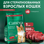 Корм сухой для кошек Cattera полнорационный для взрослых стерилизованных кошек с говядиной 0,3