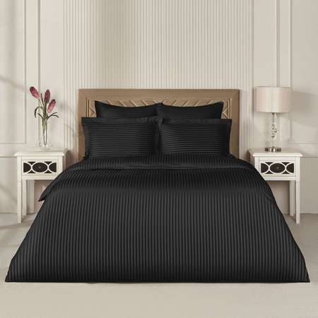 Постельное белье Arya Home Collection 2 спальное Евро 200x220 VIP страйп сатин