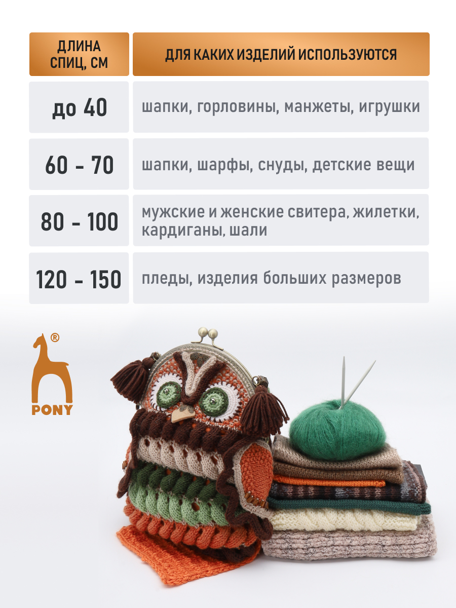 Спицы для вязания Pony круговые 3 мм 80см - фото 5