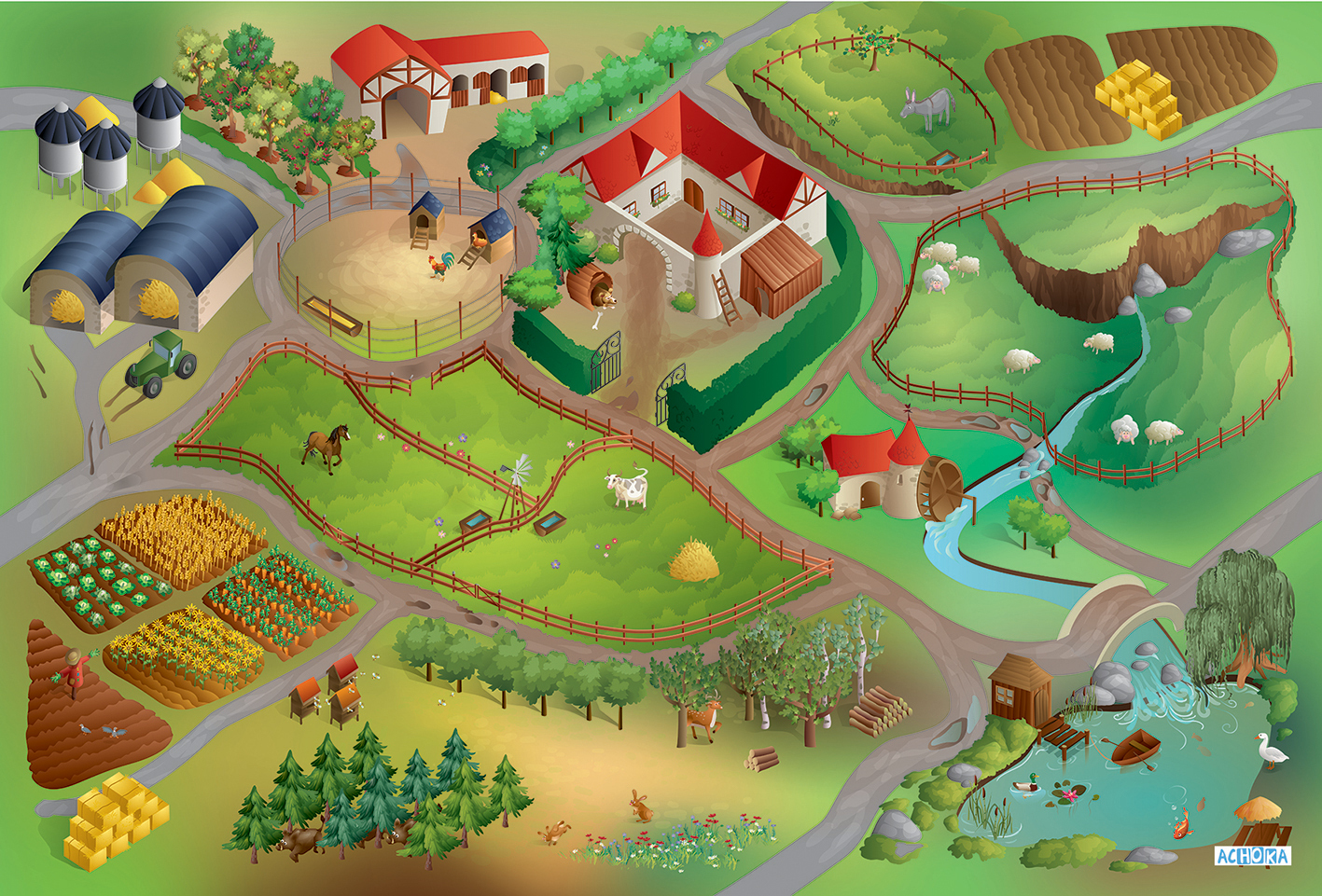 Детский складной коврик Achoka Ферма 150 x 100 см 1 шт. - фото 2