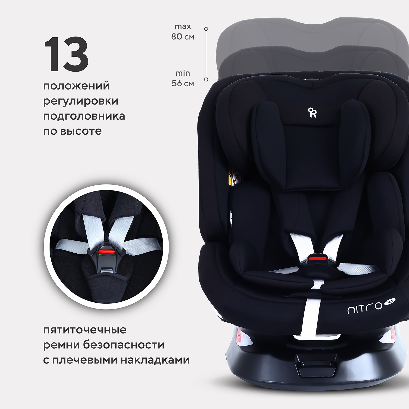 Автокресло Rant Nitro new isofix Isofix 0+/1/2/3 (0-36 кг) черный - фото 7