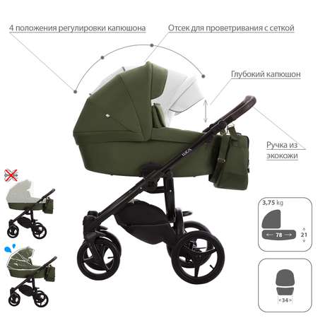 Коляска 2в1 Bebetto Luca хаки