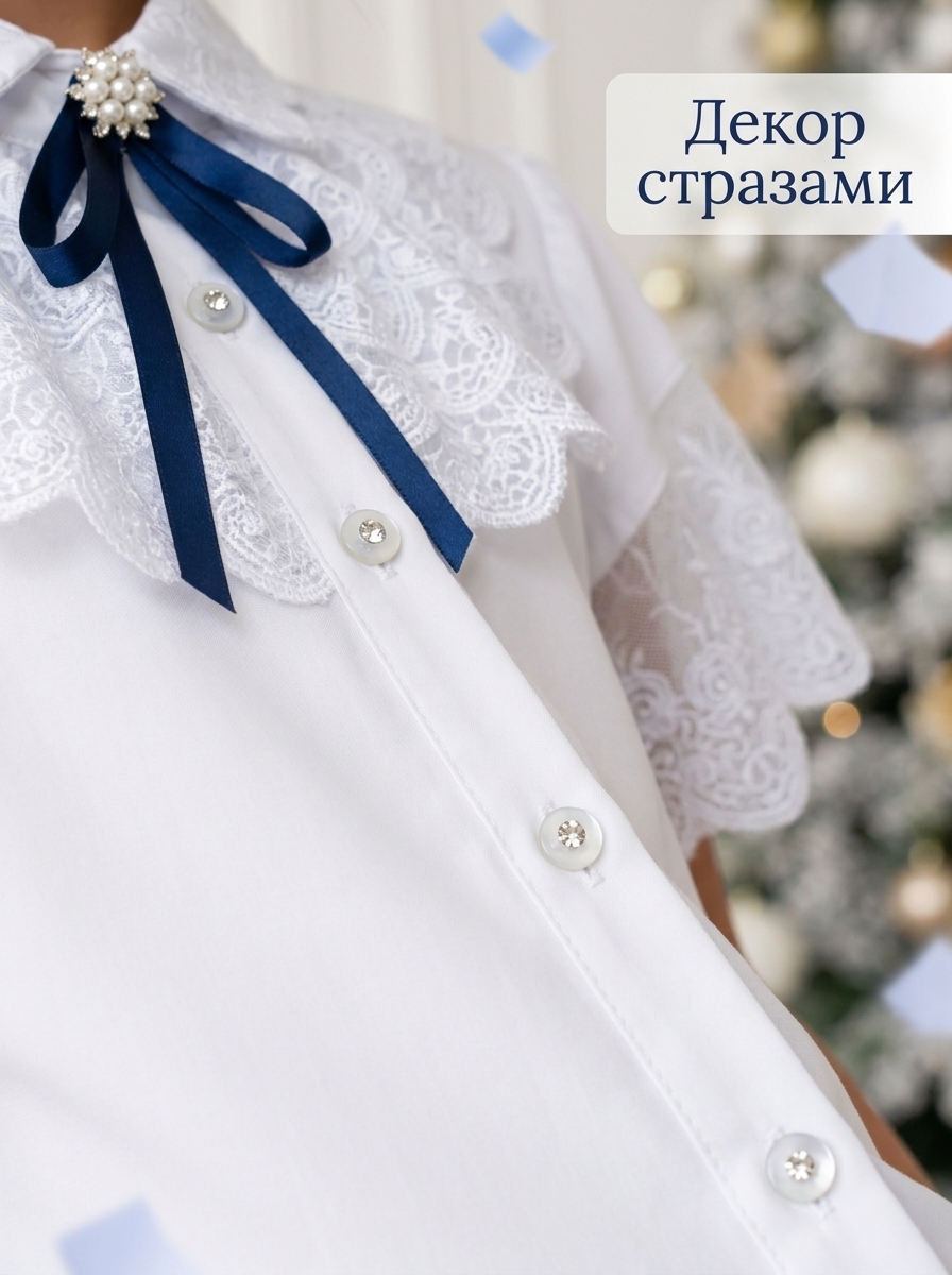 Блузка iUkoworld Блузка для девочки школьная с коротким рукавом - фото 6