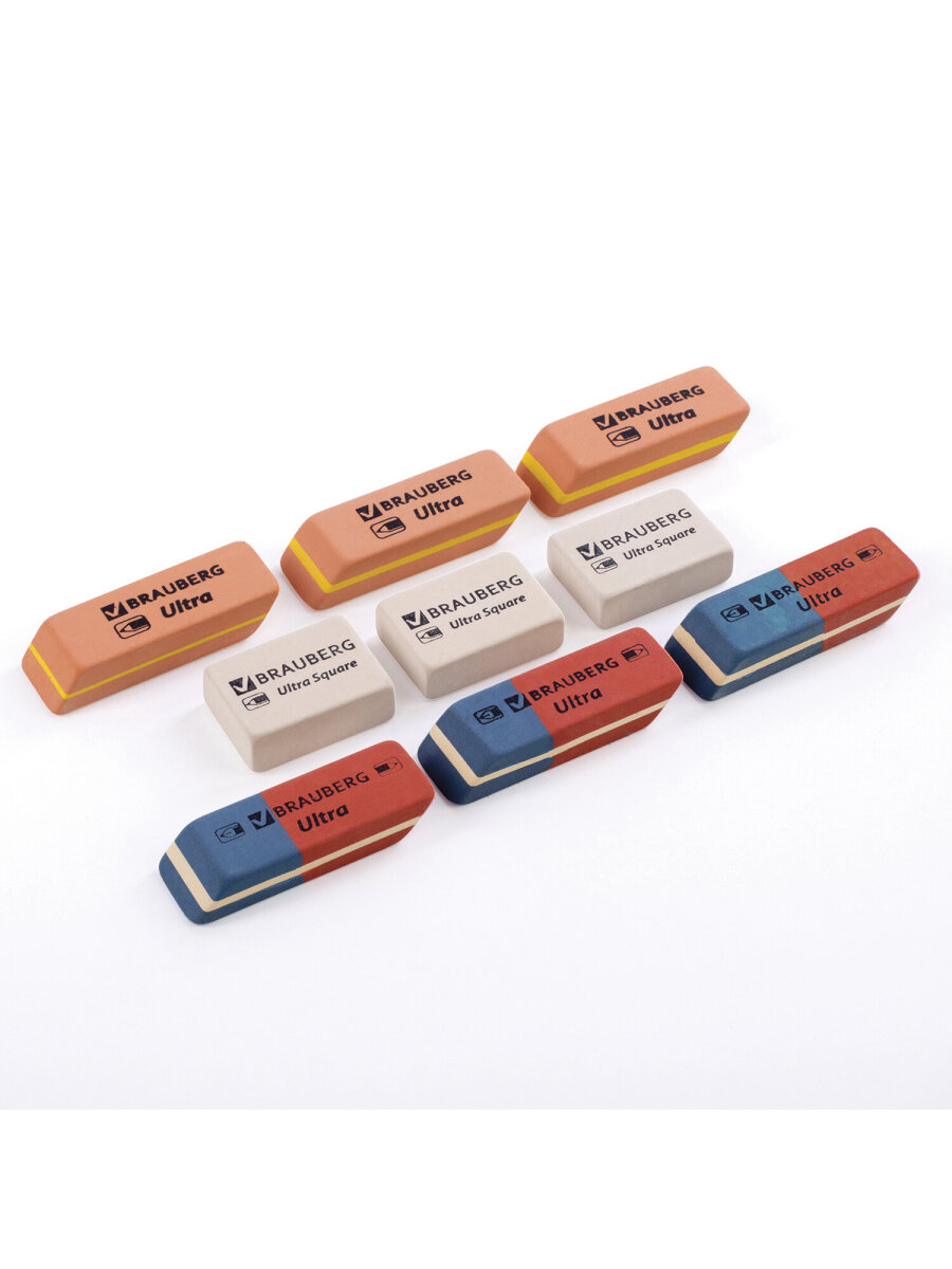 Ластик Brauberg 9 шт. в ассортименте - фото 7