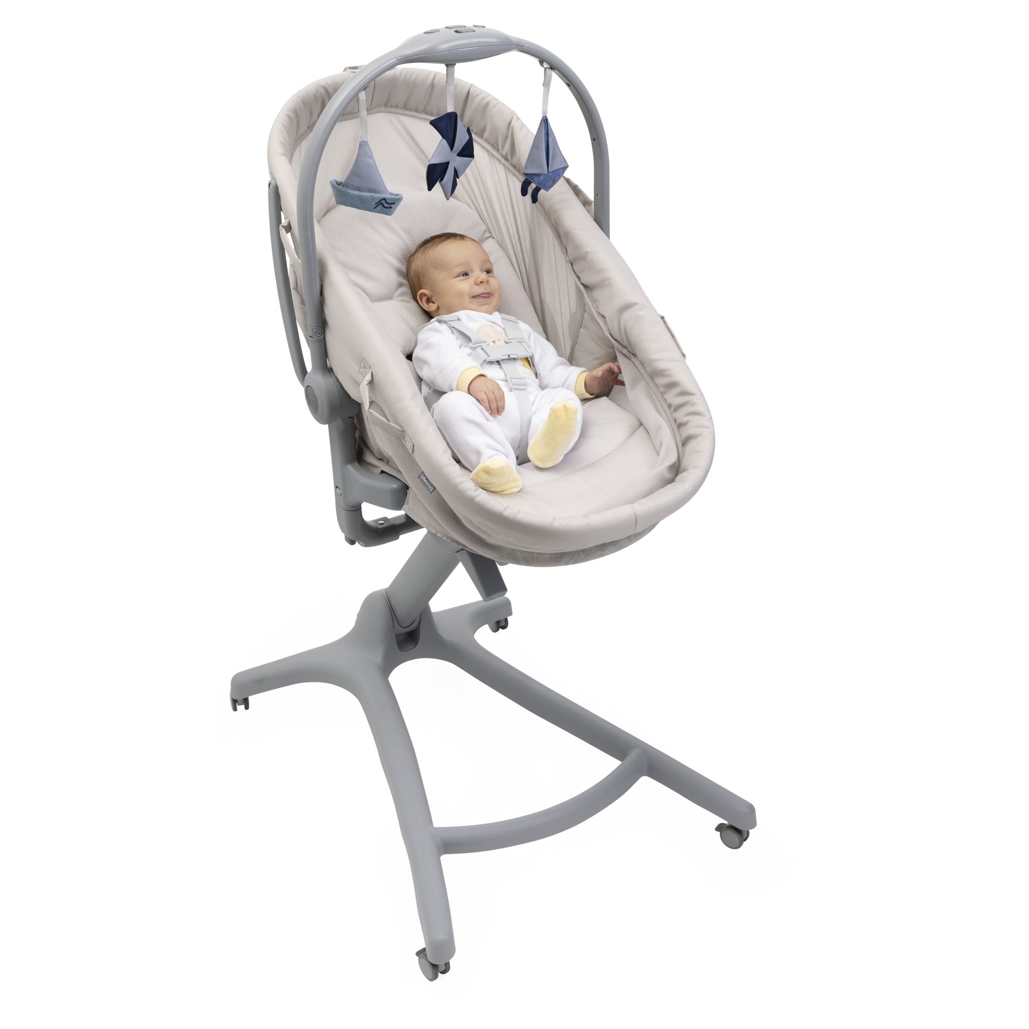 Детская кроватка Chicco Baby Hug Pro 5в1 с рождения до 3 лет Beige Latte овальная, поперечный маятник - фото 15