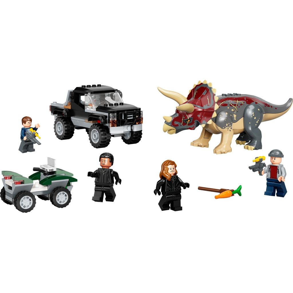 Конструктор LEGO Jurassic World Нападение Трицератопс на пикап блочный - фото 1