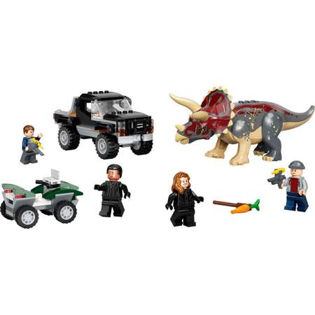 Конструктор LEGO Jurassic World Нападение Трицератопс на пикап блочный