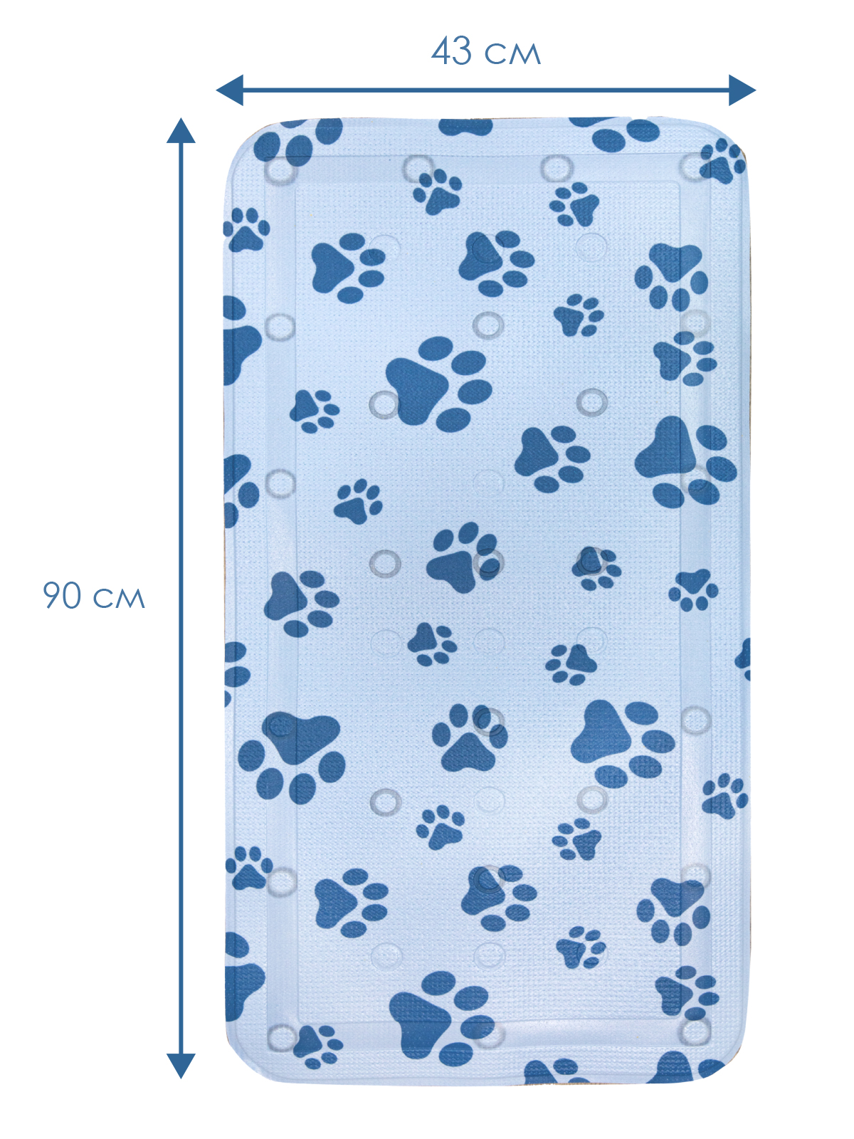 Коврик для ванны VILINA c присосками для животных 43х90 см. голубой - фото 5