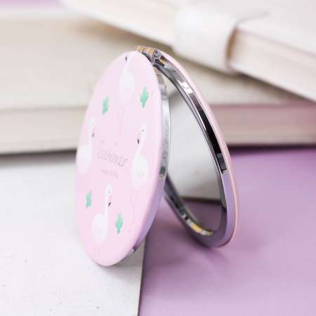 Зеркало карманное iLikeGift Flamingo summer four pink с увеличением