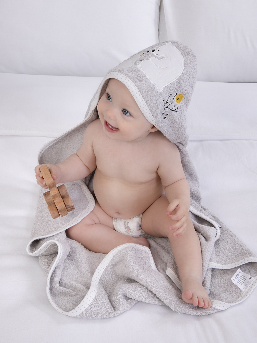 Уголок махровый 80x80 см Baby Nice Мишутка серый - фото 1