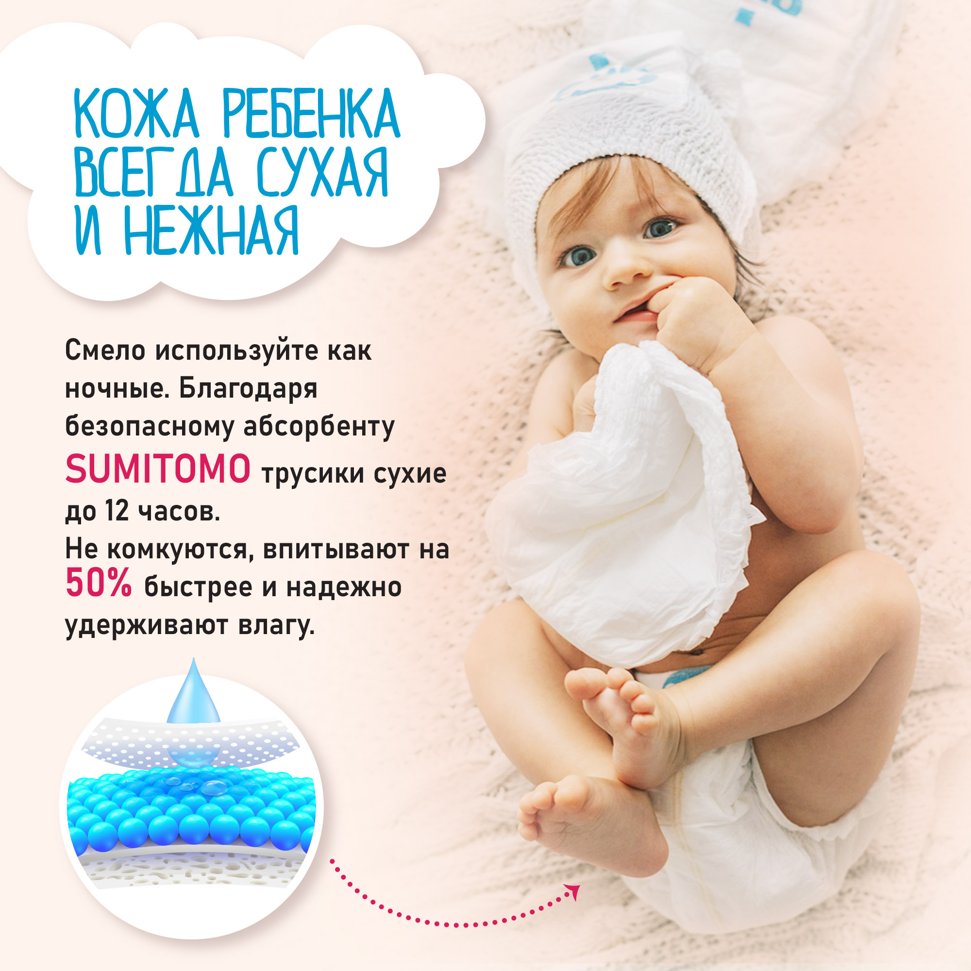 Трусики NAO ночные L (9-14 кг) 44 шт. - фото 2