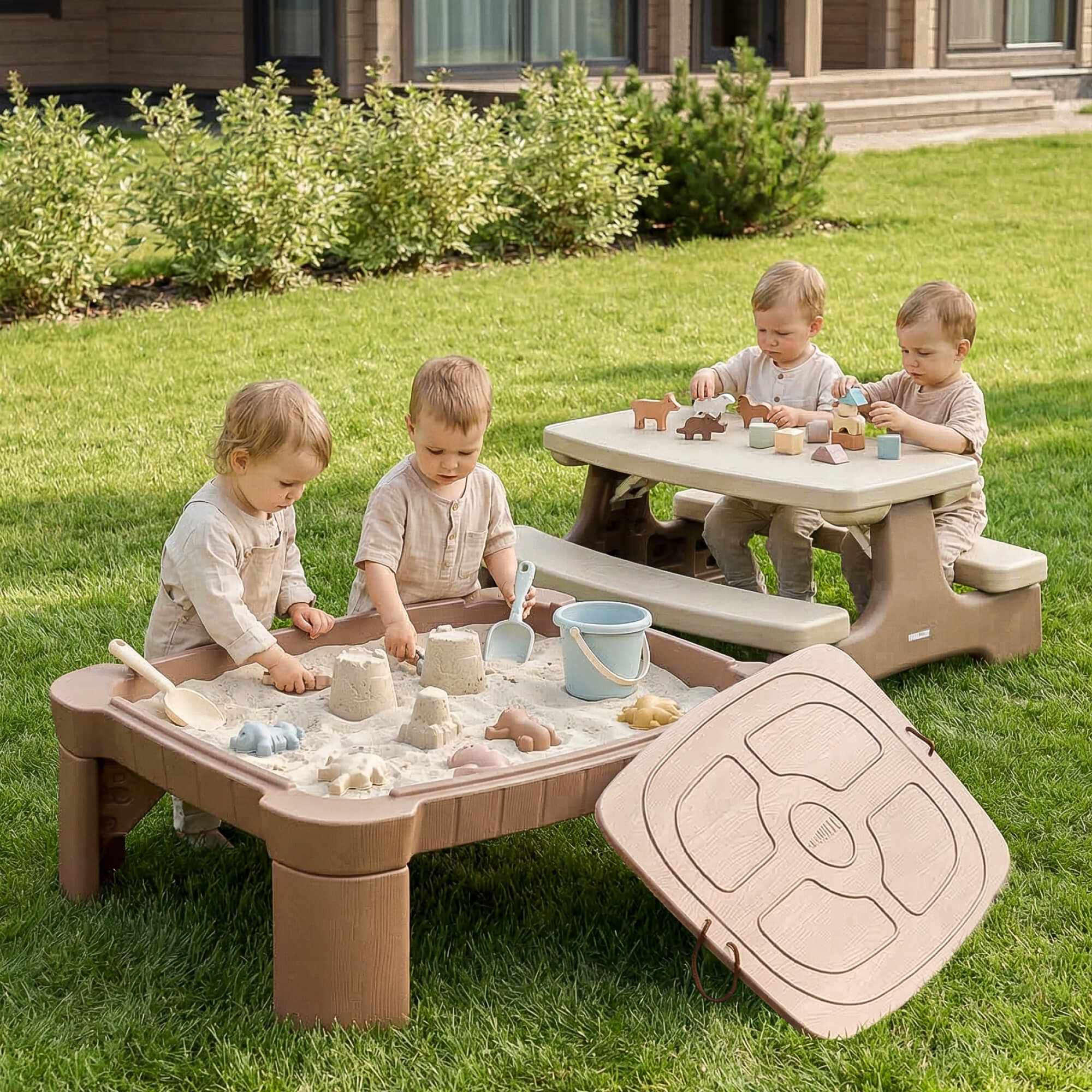 Песочница - столик детская UNIX Kids для игр с песком и водой 96х66х40,5 см - фото 20