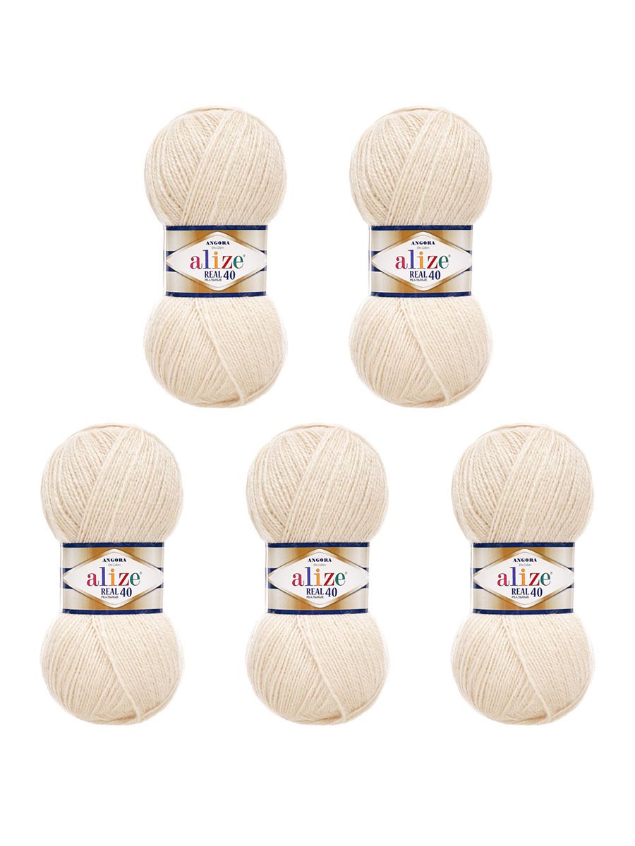 Пряжа Alize мягкая для вязания Angora real 40 100 гр 430 м 5 мотков 67 молочно-бежевый - фото 6