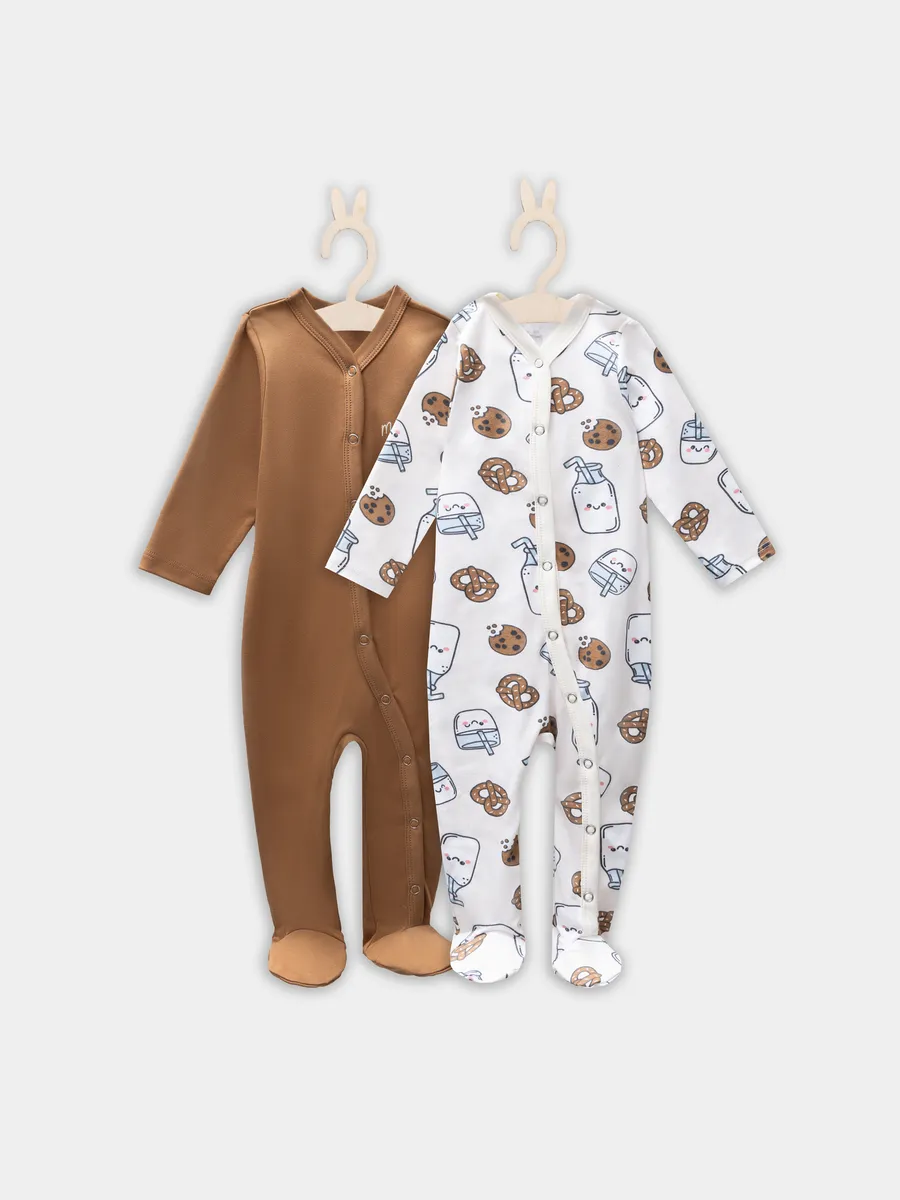 Комбинезон 2 шт Mark Formelle (Марк Формэль) 14005-2/печеньки/молочко на молочном +песочный - фото 10