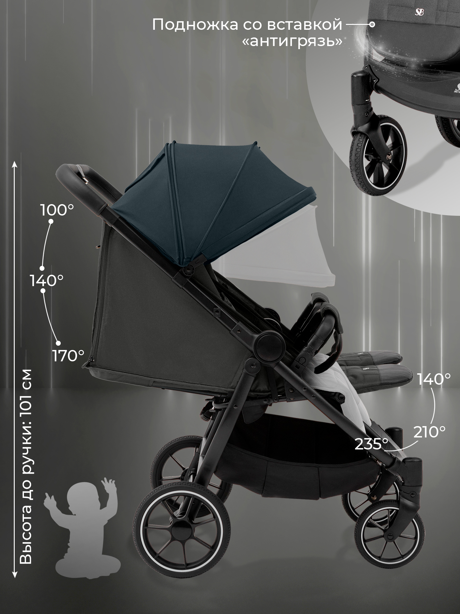 Коляска прогулочная для двойни Sweet Baby Donna Grey серый - фото 5