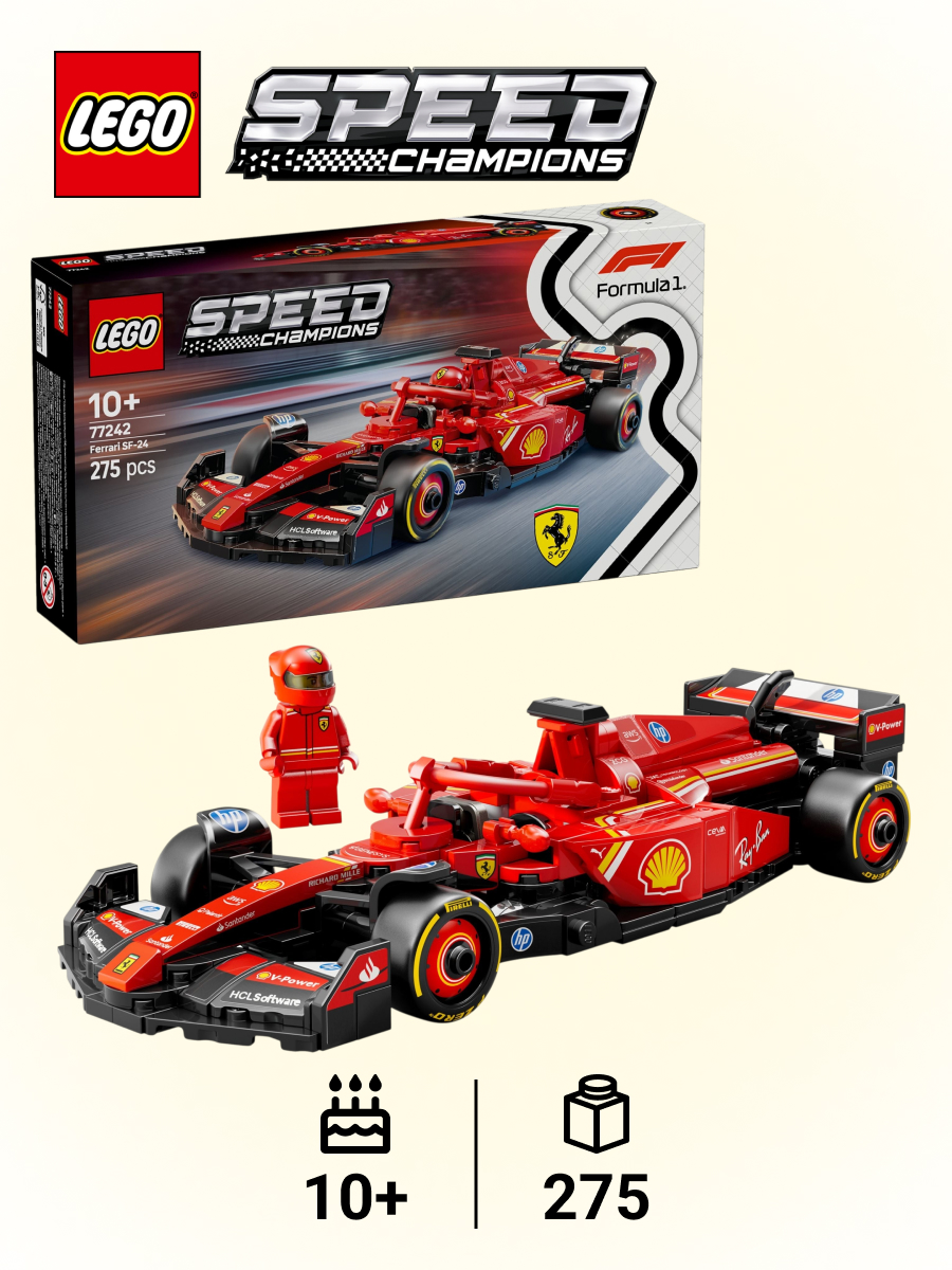 Конструктор LEGO Speed Champions 77242 Formula 1 Ferrari SF-24 275 дет. - фото 1
