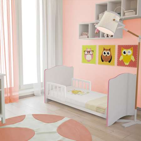Детская кроватка Polini kids прямоугольная, без маятника (белый, розовый)