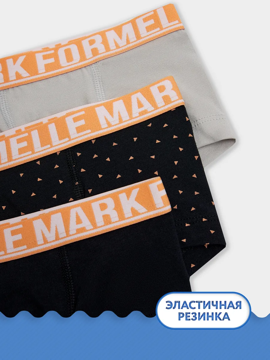 Трусы 3 шт Mark Formelle (Марк Формэль) 413354-3/мрамор +треугольники на черном +черный - фото 4