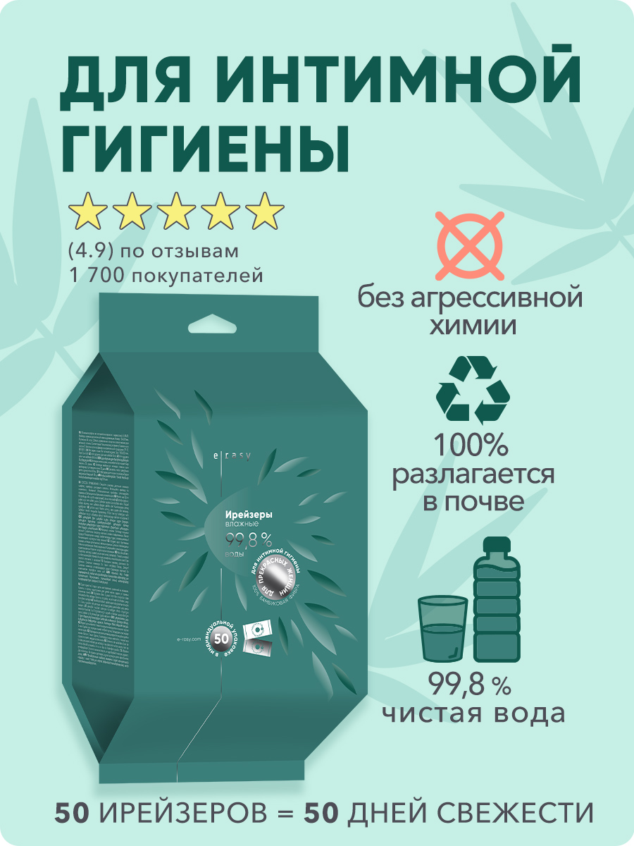 Салфетки влажные E-RASY Ирейзеры для интимной гигиены - фото 2